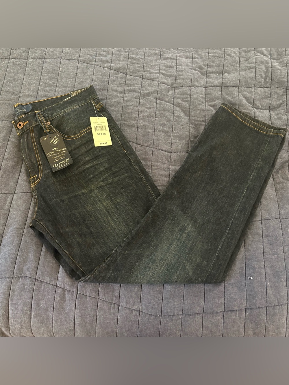 Lucky Brand Men’s NEW 221 Straight Premium Italian Dark Wash Denim Jeans 33x32
